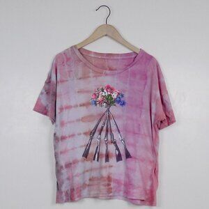 vintage t-shirt tie dye peace flowers boho hippie